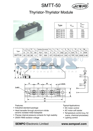 SMTT-50-08 datasheet - THYRISTOR-THYRISTOR MODULE