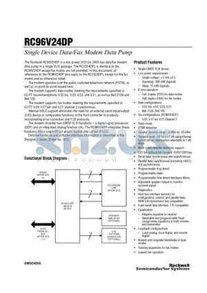 RC9624DP datasheet - Single Device Data/Fax Modem Data Pump