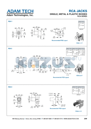 RCA-1-1-Y datasheet - RCA JACKS SINGLE, METAL & PLASTIC BODIES