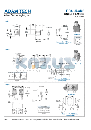 RCA-5-2-R datasheet - RCA JACKS SINGLE & GANGED