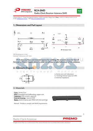 RCA-SMD-60A datasheet - Radio Clock Receiver Antenna SMD