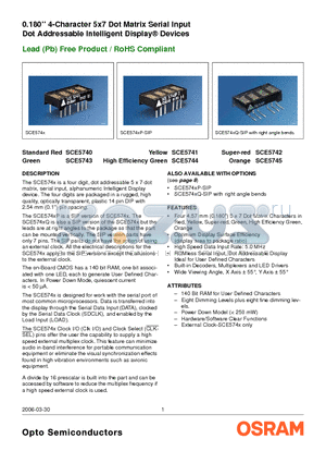 SCE5740 datasheet - Dot Addressable Intelligent Display^ Devices