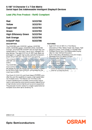 SCE5784 datasheet - Serial Input Dot Addressable Intelligent Display^ Devices