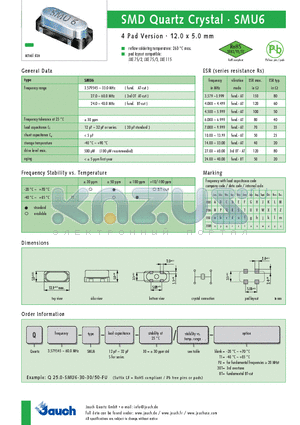 SMU6 datasheet - SMD Quartz Crystal