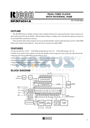 RP5C01A datasheet - REAL-TIME CLOCK WITH INTERNAL RAM