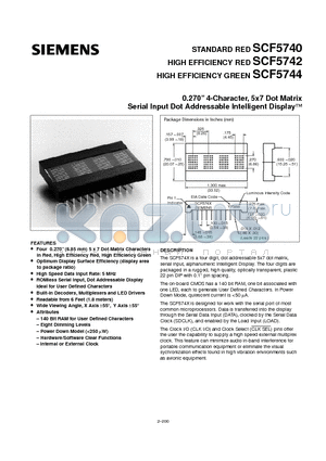 SCF5744 datasheet - 0.270 4-Character, 5x7 Dot Matrix Serial Input Dot Addressable Intelligent Display