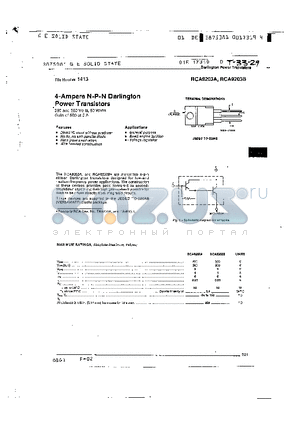 RCA9203A datasheet - 4-Ampere N-P-N Darlington Power Transistors