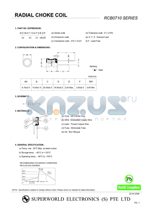 RCB0710122KZF datasheet - RADIAL CHOKE COIL