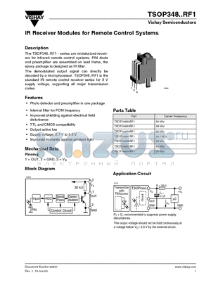 TSOP34856RF1 datasheet - IR Receiver Modules for Remote Control Systems