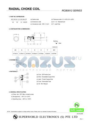 RCB0812102KZF datasheet - RADIAL CHOKE COIL