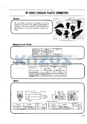 RP9-7P-4P datasheet - RP SERIES CIRCULAR PLASTIC CONNECTORS