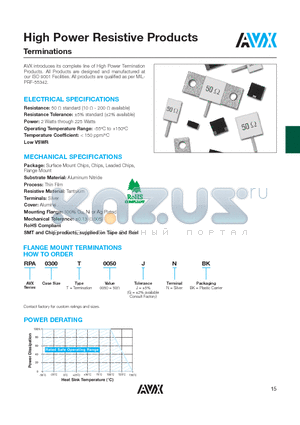 RPA0300T0050JNBK datasheet - High Power Resistive Products