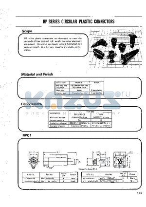 RPC2-12P-3S datasheet - RP SERIES CIRCULAR PLASTIC CONNECTORS