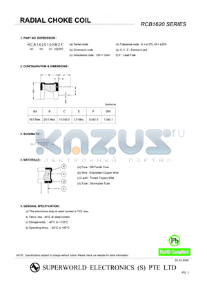 RCB1620251KZF datasheet - RADIAL CHOKE COIL