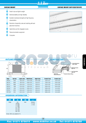 RPC33103J datasheet - SURFACE MOUNT SURFACE MOUNT CHIP RESISTOR RPC