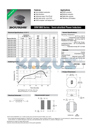 SRN1060 datasheet - Semi-shielded Power Inductors