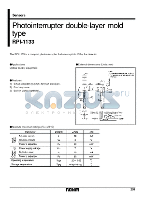 RPI-1133 datasheet - Photointerrupter double-layer mold type