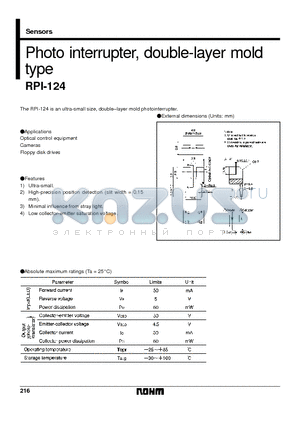 RPI-124 datasheet - Photo interrupter, double-layer mold type