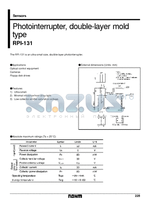 RPI-131 datasheet - Photointerrupter, double-layer mold type