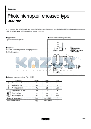 RPI-1391 datasheet - Photointerrupter, encased type