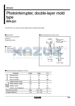 RPI-221 datasheet - Photointerrupter, double-layer mold type