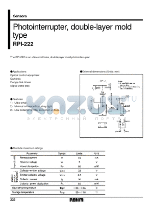 RPI-222 datasheet - Photointerrupter, double-layer mold type