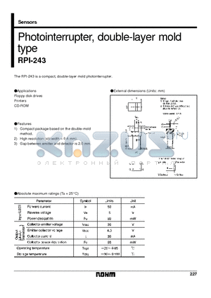 RPI-243 datasheet - Photointerrupter, double-layer mold type
