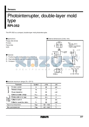 RPI-352 datasheet - Photointerrupter, double-layer mold type