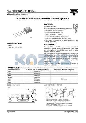 TSOP58237 datasheet - IR Receiver Modules for Remote Control Systems