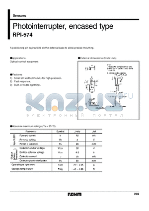 RPI-574 datasheet - Photointerrupter, encased type