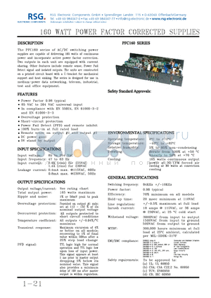 PFC160 datasheet - 160 WATT POWER FACTOR CORRECTED SUPPLIES