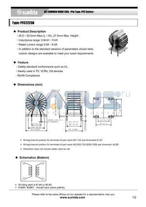 PFC2225BNP-152 datasheet - AC COMMON MODE COIL