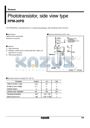 RPM-20PB datasheet - Phototransistor, side view type