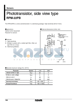 RPM-22PB datasheet - Phototransistor, side view type