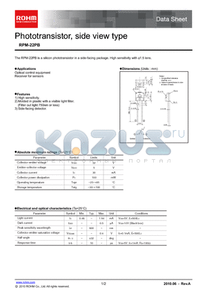 RPM-22PB datasheet - Phototransistor, side view type