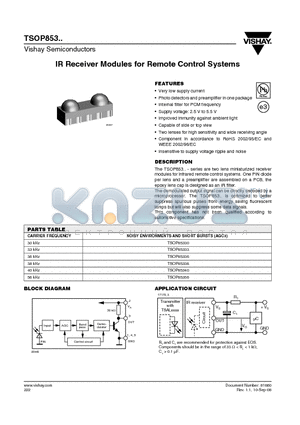 TSOP85356 datasheet - IR Receiver Modules for Remote Control Systems