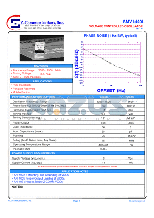 SMV1440L datasheet - LOW COST - HIGH PERFORMANCE VOLTAGE CONTROLLED OSCILLATOR