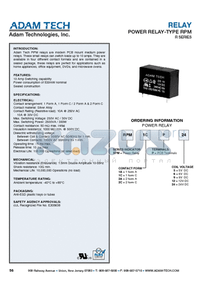 RPM1AP12 datasheet - RELAY POWER RELAY-TYPE RPM