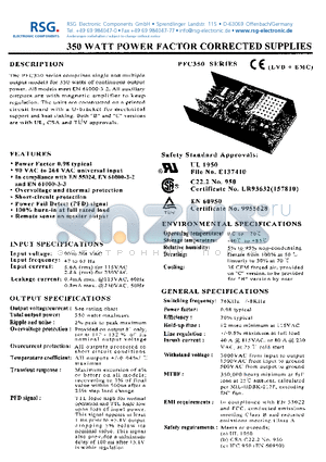 PFC350-13 datasheet - 350WATT POWER FACTOR CORRECTED SUPPLIES