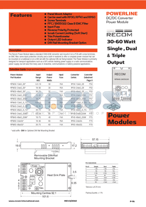 RPM30-12XXS_DE datasheet - 30-60 Watt Single , Dual & Triple Output
