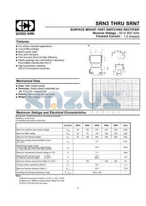 SRN7 datasheet - SURFACE MOUNT FAST SWITCHNG RECTIFIER