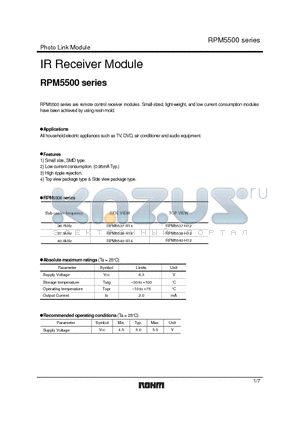 RPM5500 datasheet - IR Receiver Module