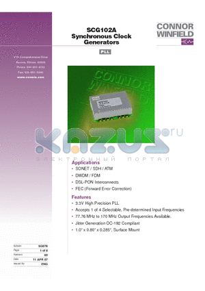 SCG102A-DFC-A4P6 datasheet - Synchronous Clock Generators