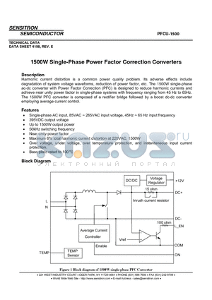 PFCU-1500 datasheet - POWER FACTOR CORRECTION UNIT