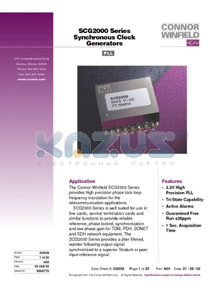 SCG2020 datasheet - Synchronous Clock Generators