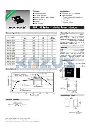 SRP1235 datasheet - Shielded Power Inductors