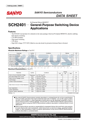 SCH2401 datasheet - N-Channel Silicon MOSFET General-Purpose Switching Device