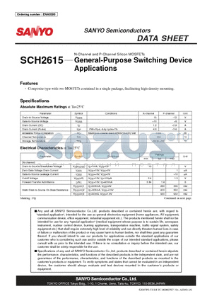 SCH2615 datasheet - N-Channel and P-Channel Silicon MOSFETs General-Purpose Switching Device