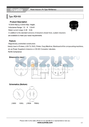 RCH-106 datasheet - Power Inductor< Pin Type: RCH Series>