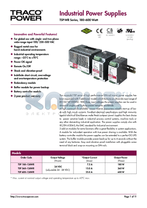 TSP180-124WR datasheet - Industrial Power Supplies